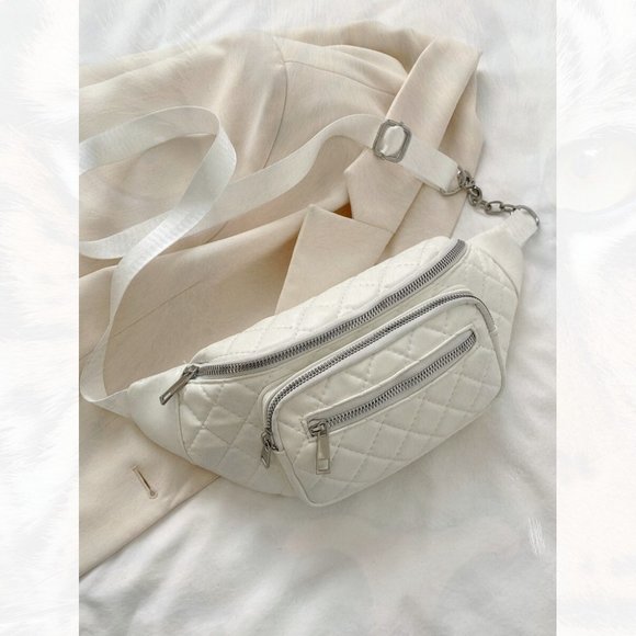 New Mini Quilted Multi Zip Fanny Pack 194 - Picture 2 of 4